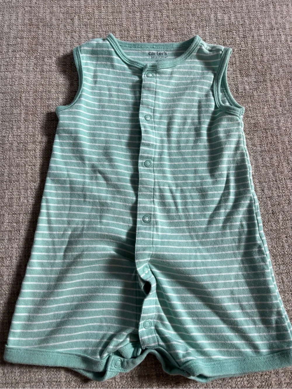 Carter's Mint Green & White Striped Sleeveless Romper